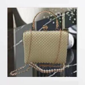 Women Pearl Bag with Beads Handmade Beaded Pearl Clutch Evening Bag Wedding Bag
